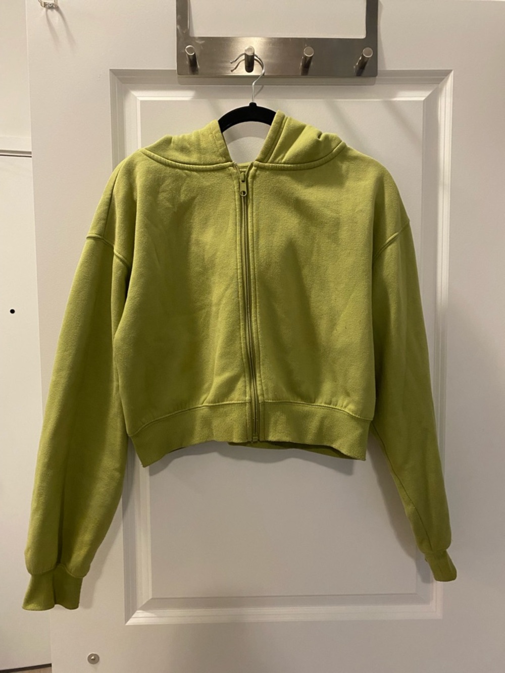 Ardene Lime Green Cropped Zip Hoodie